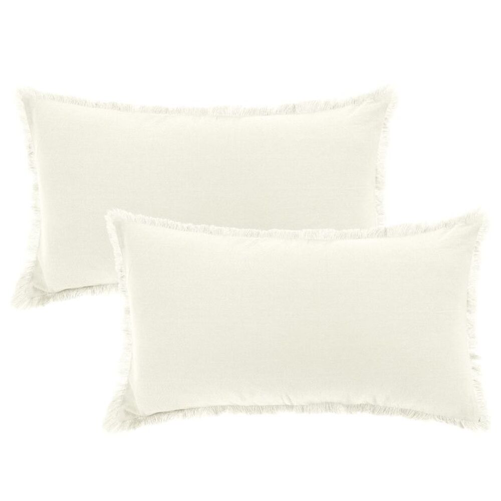 1 Pcs Cotton Throw Pillow Cover with Tassel Trim 12 x 20 Inch White